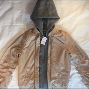 NWT Forever 21 Pink/Taupe Zip-Up Bomber Jacket S